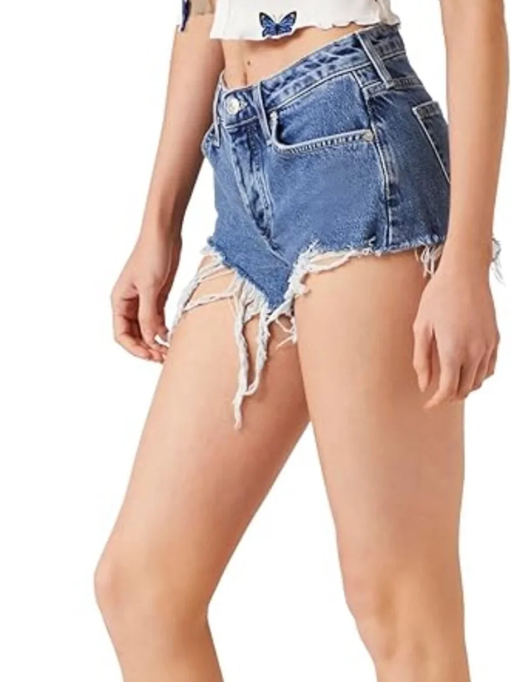 NWT! Forever 21 Recycled Cotton Jean Shorts with Ragged Hem & Button Closure
